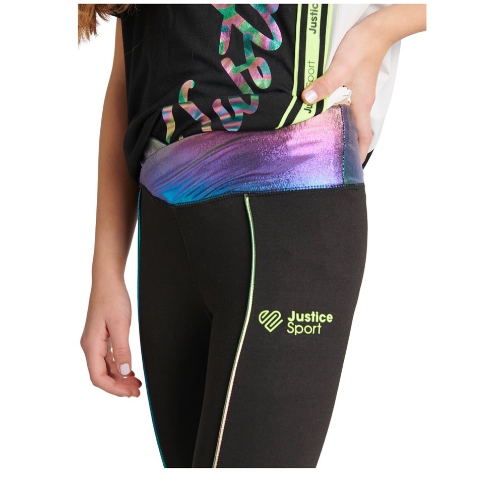 Girls’ J-Sport justice Cross Waistband Active 3-D printed logo Leggings size 10M